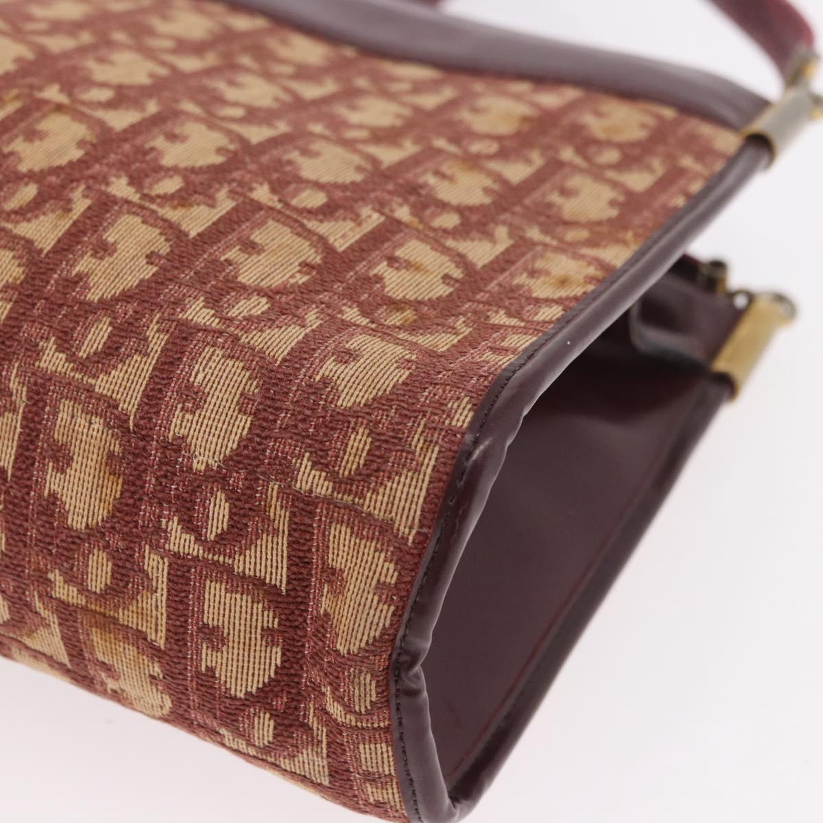 Christian Dior Trotter Canvas Shoulder Bag Red Gold Auth 189897