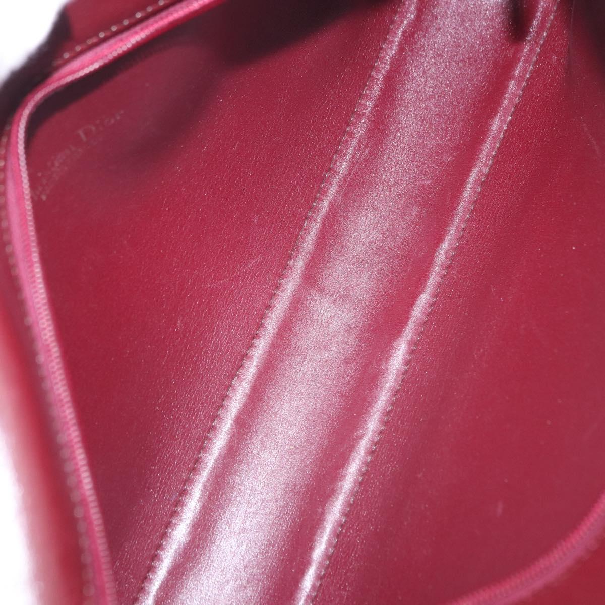 Christian Dior Trotter Canvas Shoulder Bag Red Gold Auth 189897