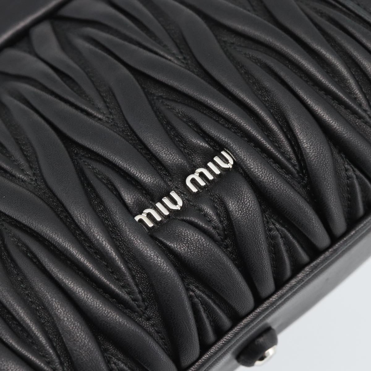 Miu Miu Matelasse Hand Bag Leather 2way Black Silver Auth 189898SM