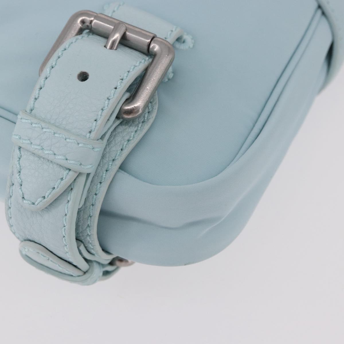 BOTTEGA VENETA Shoulder Bag Nylon Light Blue Silver Auth 189899M