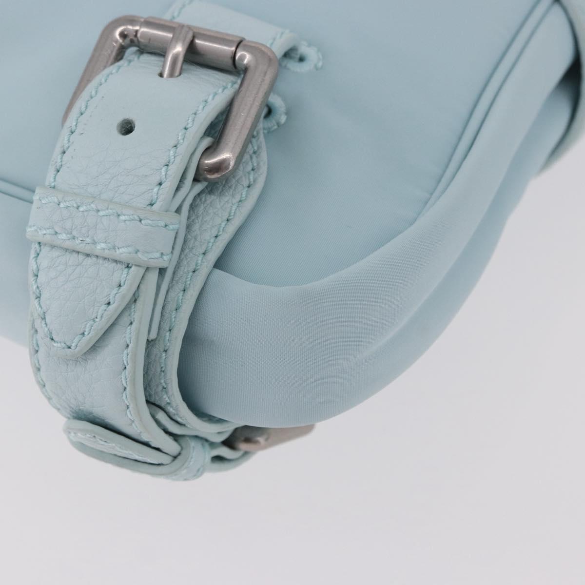 BOTTEGA VENETA Shoulder Bag Nylon Light Blue Silver Auth 189899M