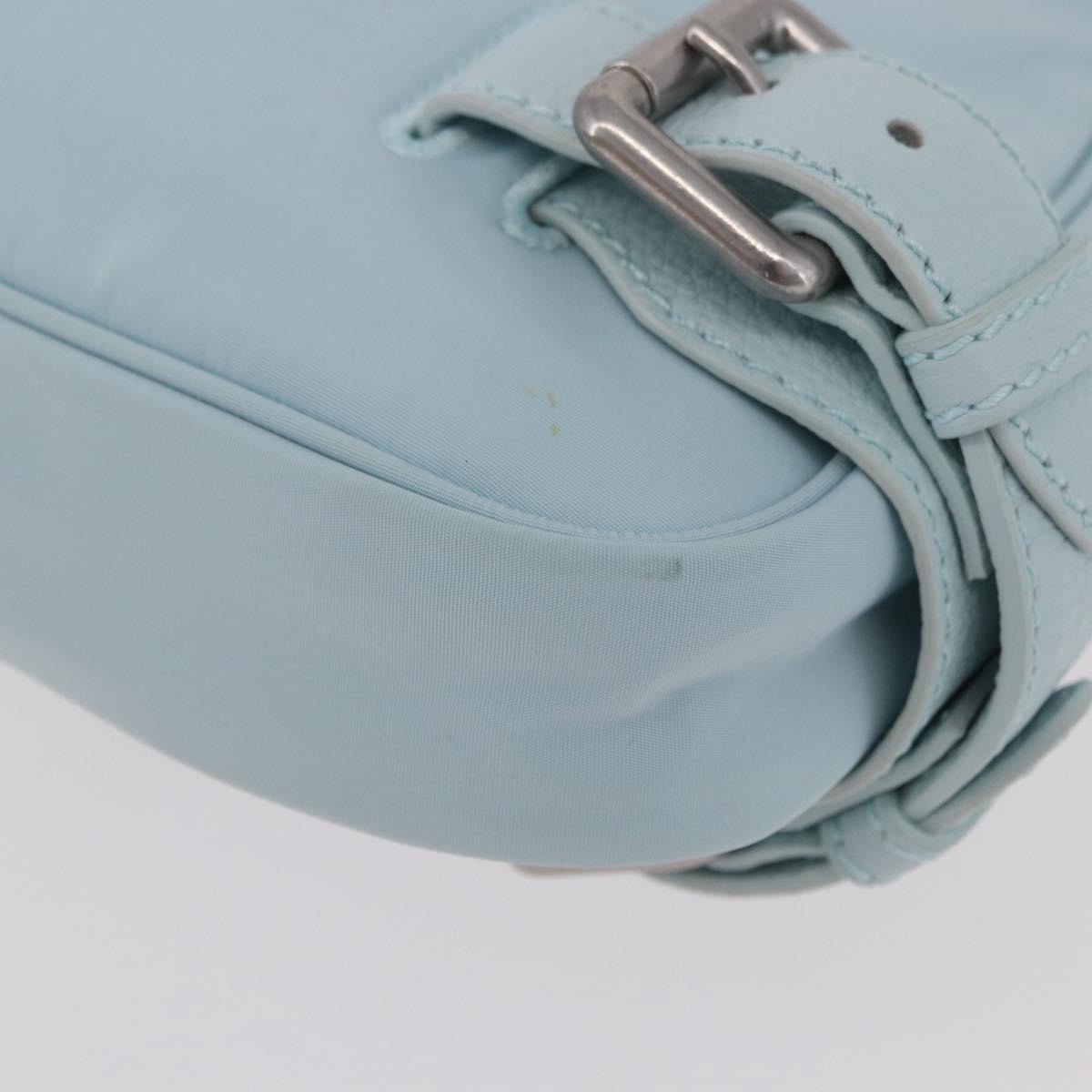 BOTTEGA VENETA Shoulder Bag Nylon Light Blue Silver Auth 189899M