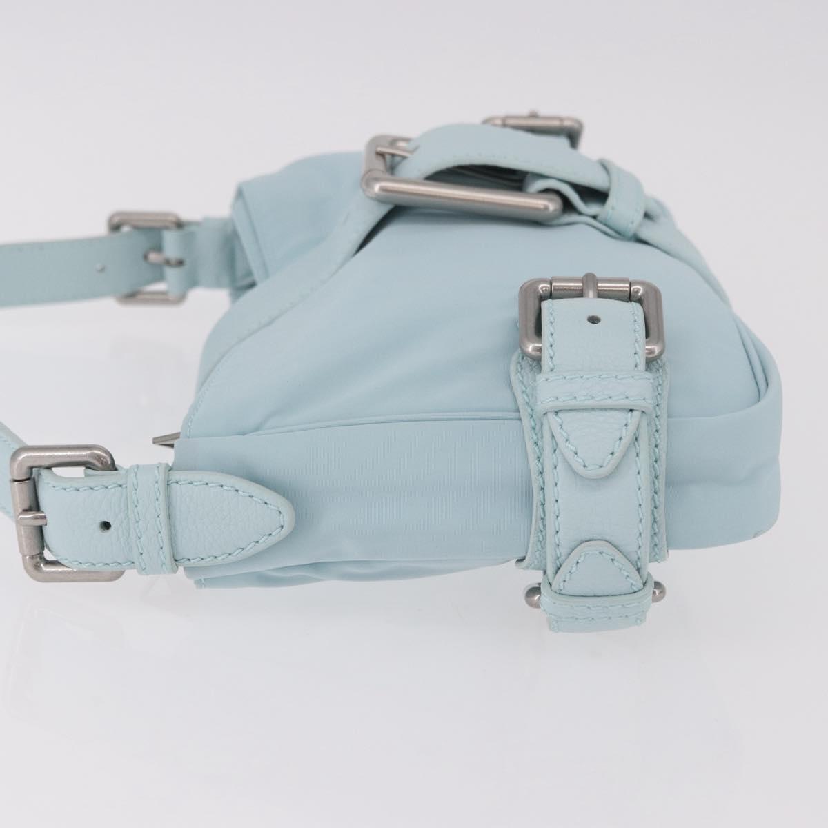 BOTTEGA VENETA Shoulder Bag Nylon Light Blue Silver Auth 189899M