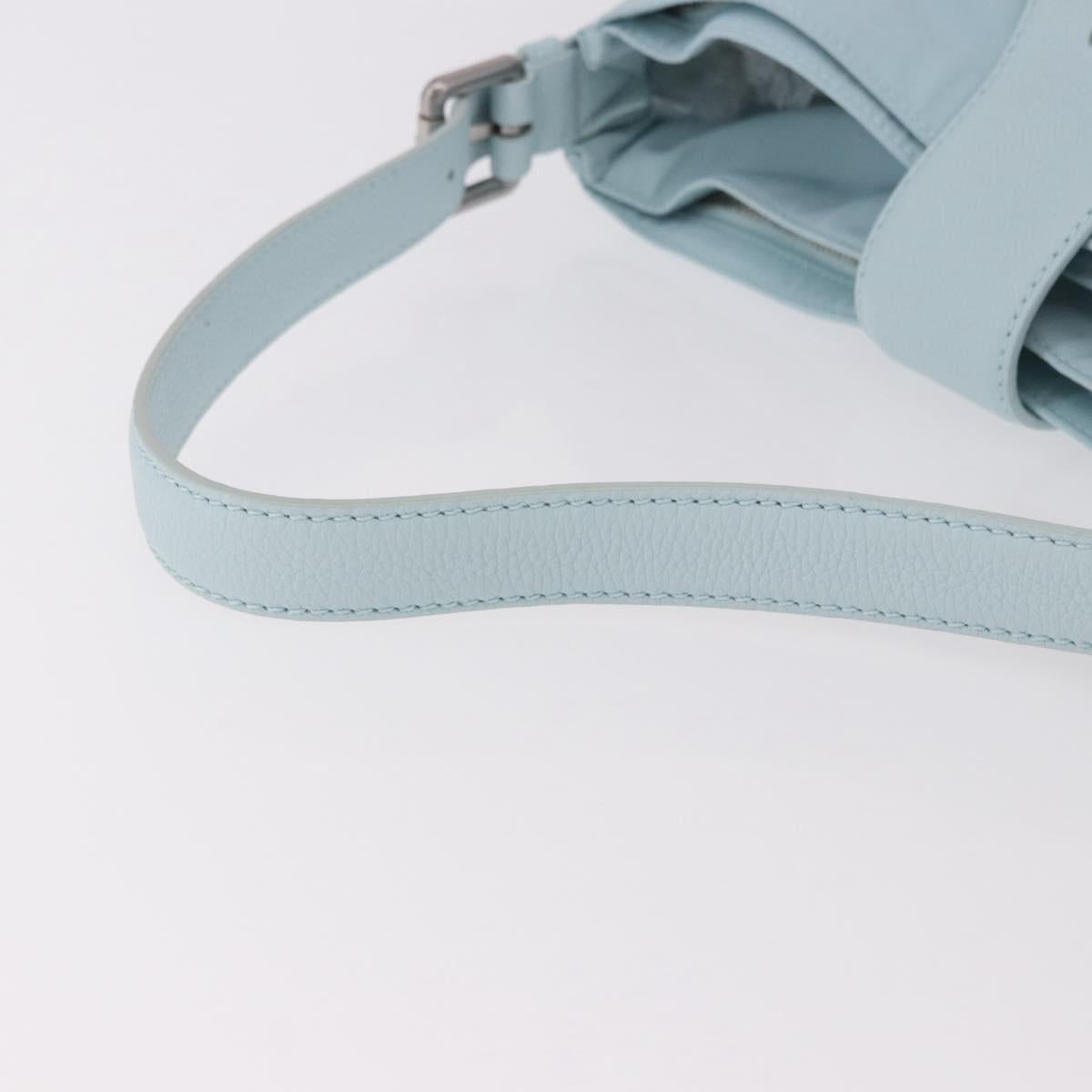 BOTTEGA VENETA Shoulder Bag Nylon Light Blue Silver Auth 189899M