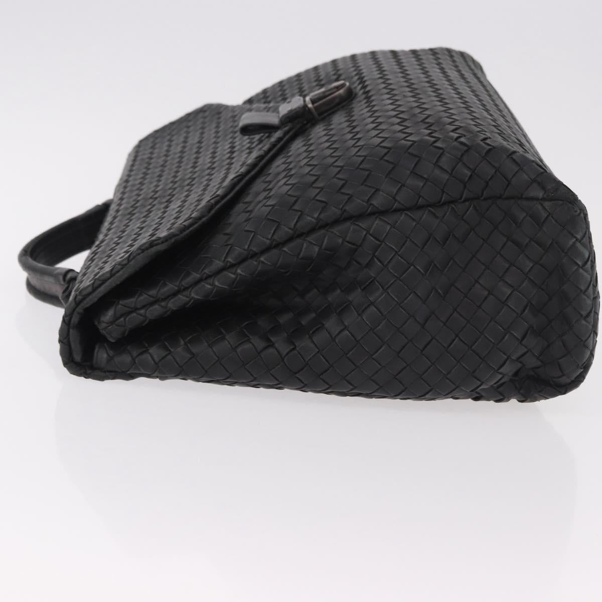 BOTTEGA VENETA INTRECCIATO Briefcase Leather Black Silver Auth 189914
