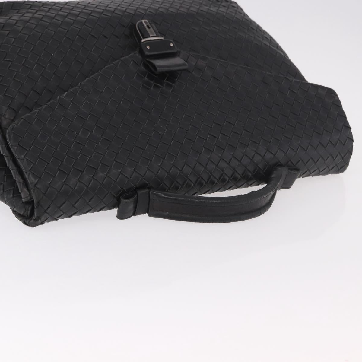 BOTTEGA VENETA INTRECCIATO Briefcase Leather Black Silver Auth 189914