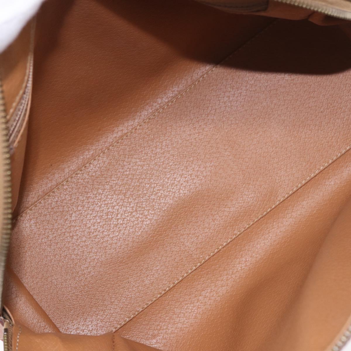 CELINE Macadam Canvas Boston Bag PVC Leather Brown Gold Auth 189915A