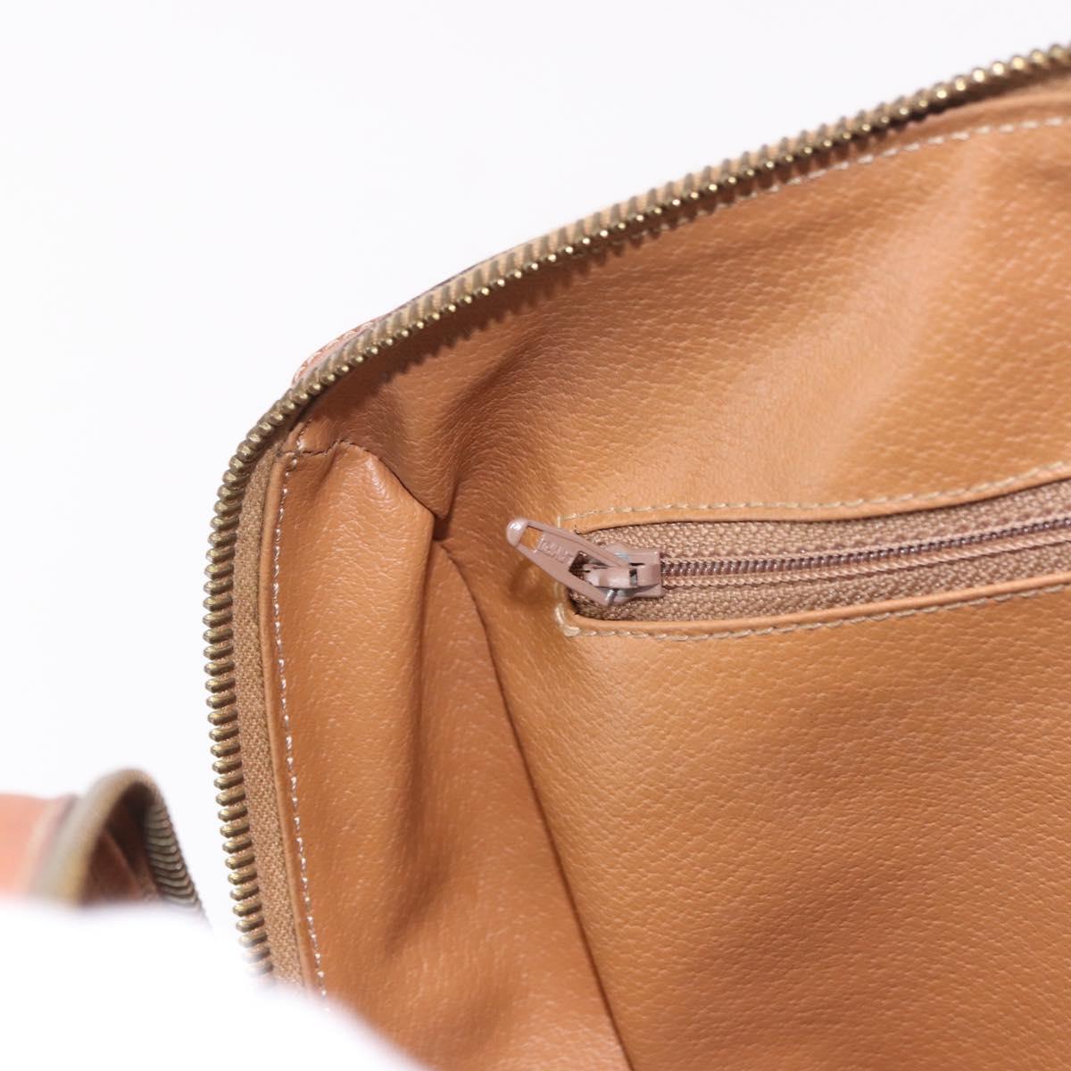 CELINE Macadam Canvas Boston Bag PVC Leather Brown Gold Auth 189915A
