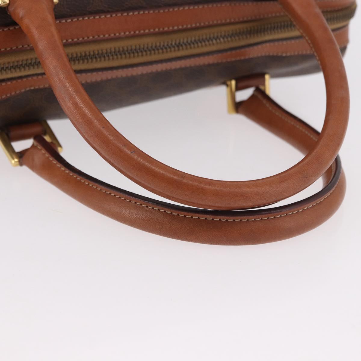 CELINE Macadam Canvas Boston Bag PVC Leather Brown Gold Auth 189915A
