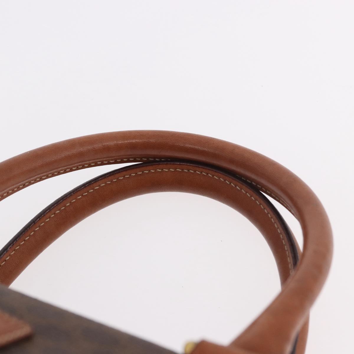 CELINE Macadam Canvas Boston Bag PVC Leather Brown Gold Auth 189915A