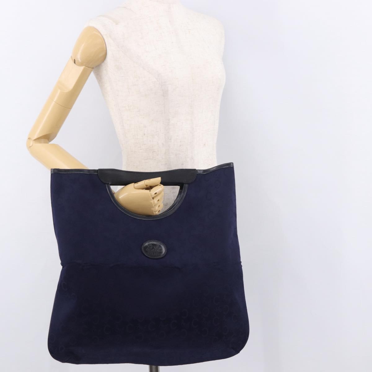 CELINE C Sulky Hand Bag Canvas Navy Auth 189917A
