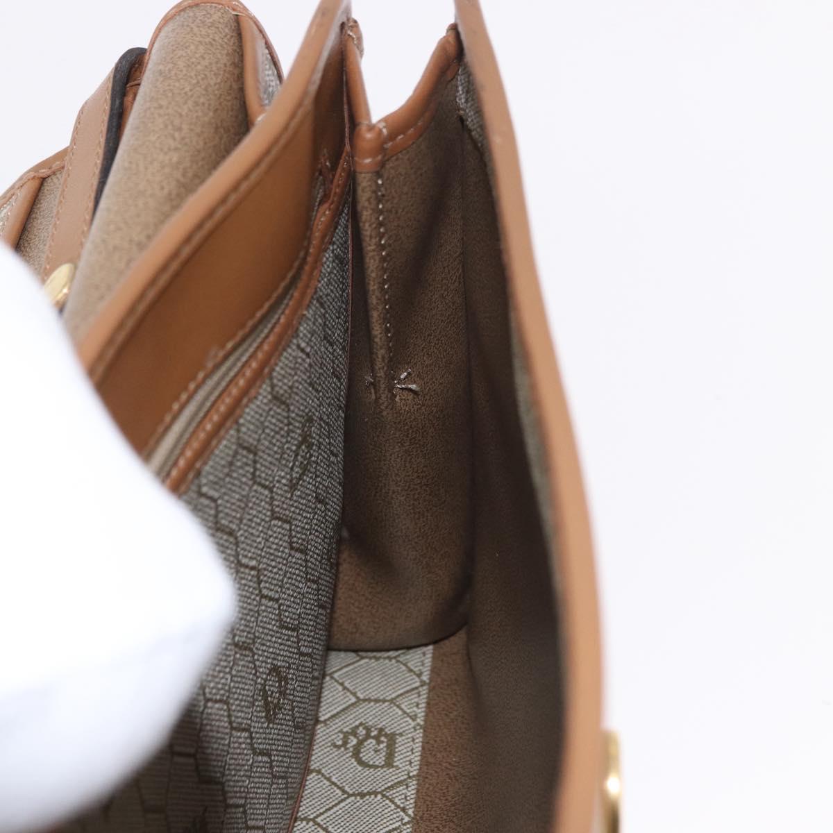 Christian Dior Honeycomb Canvas Hand Bag PVC Beige Gold Auth 189918A