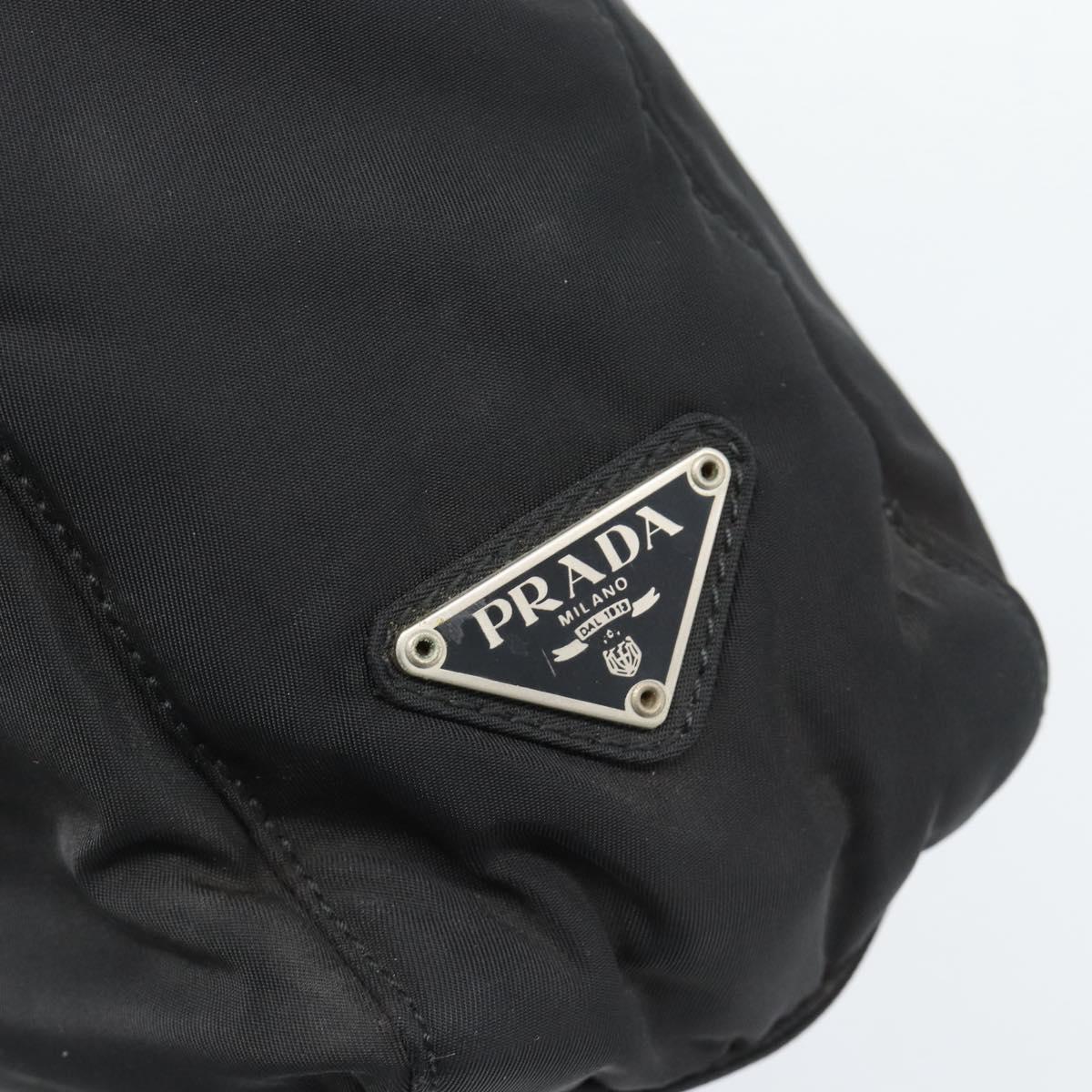 PRADA Tote Bag Nylon Black Silver Auth 189919A