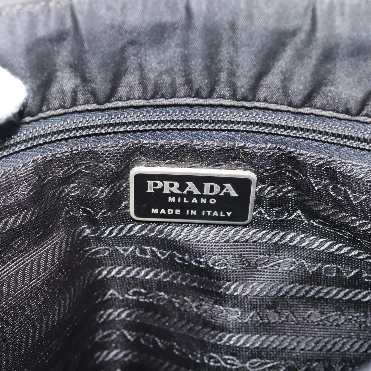 PRADA Tote Bag Nylon Black Silver Auth 189919A
