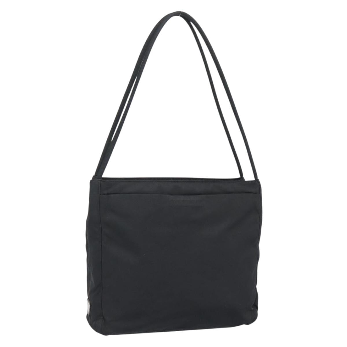 PRADA Tote Bag Nylon Black Silver Auth 189919A