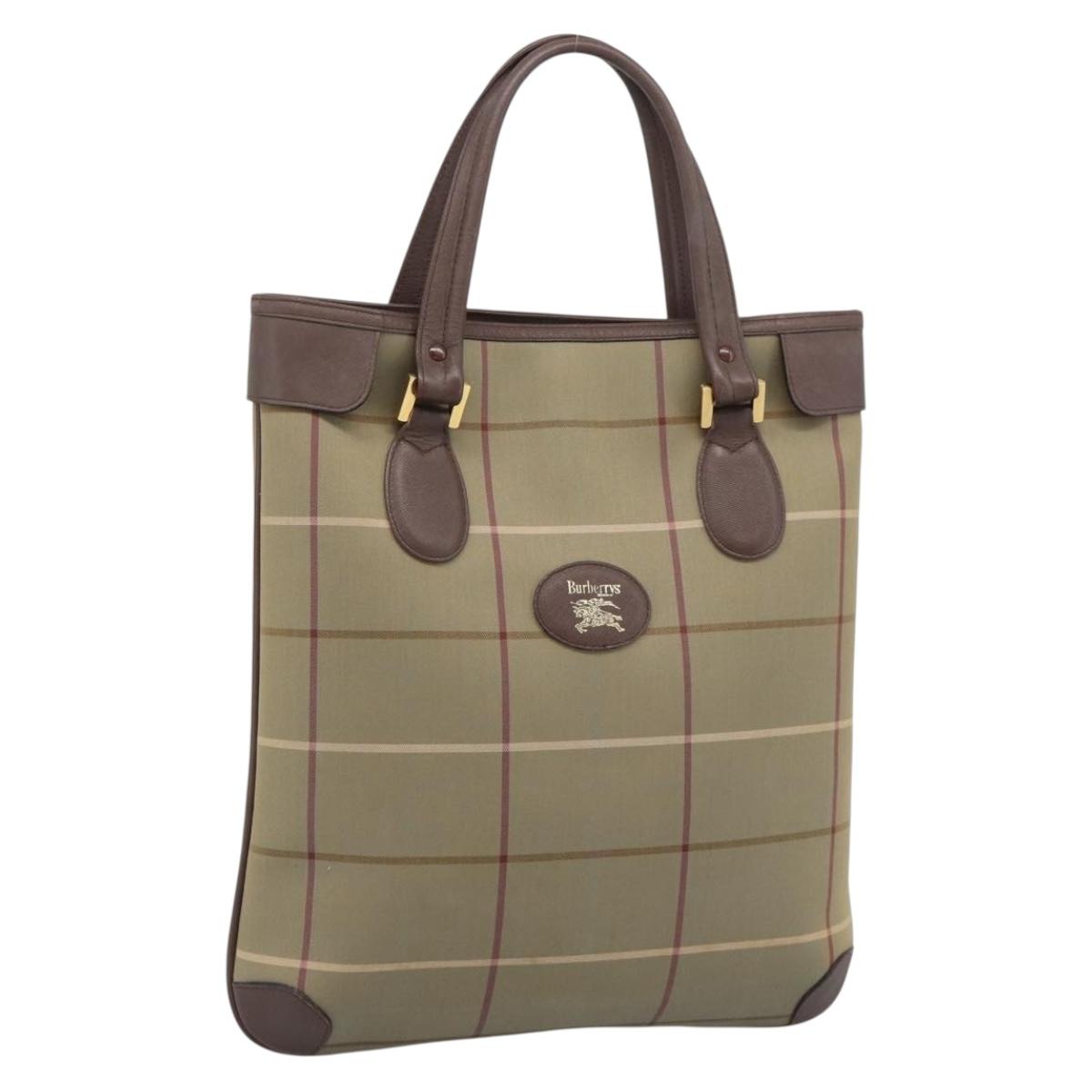 Burberrys Nova Check Tote Bag Canvas Beige Gold Auth 189920A
