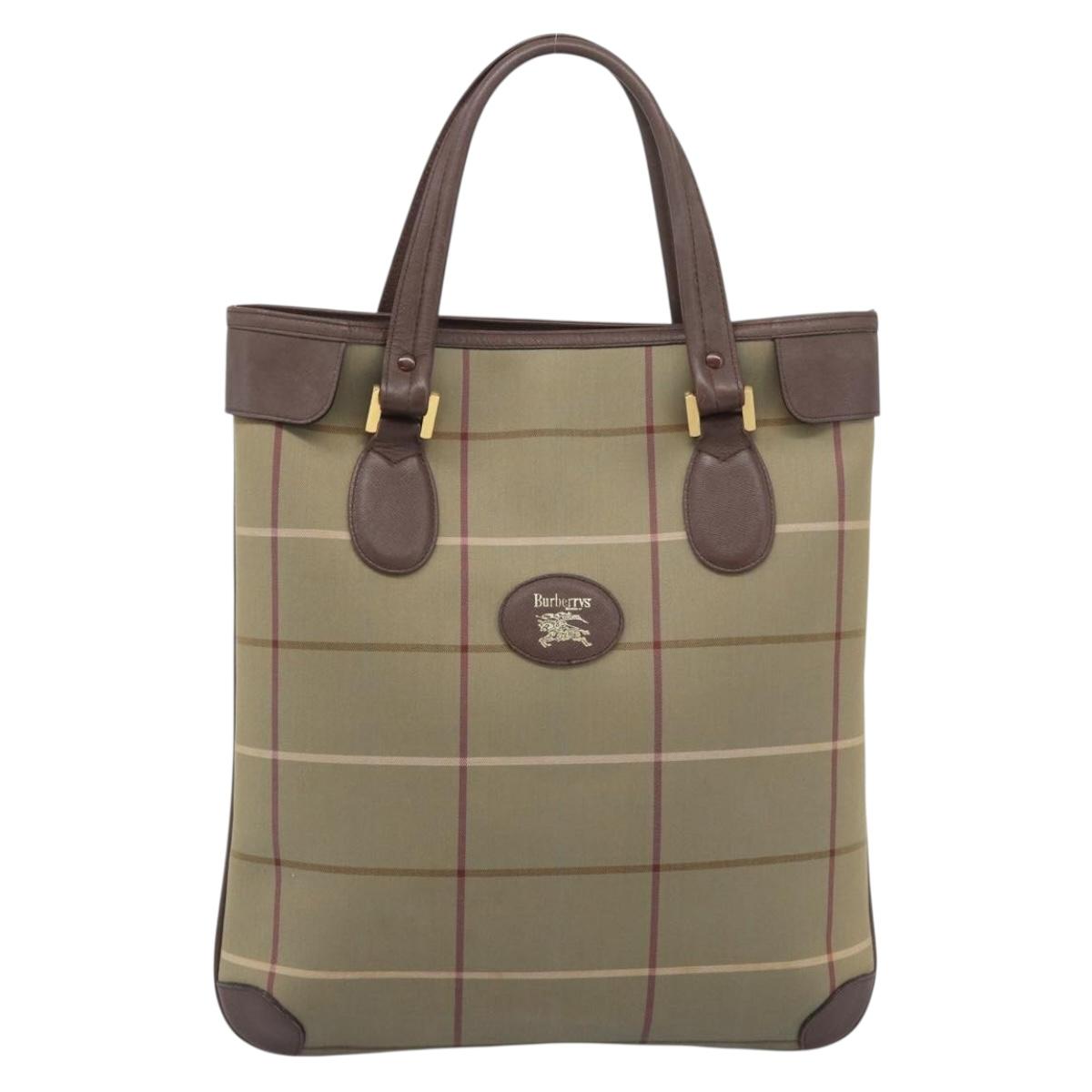 Burberrys Nova Check Tote Bag Canvas Beige Gold Auth 189920A