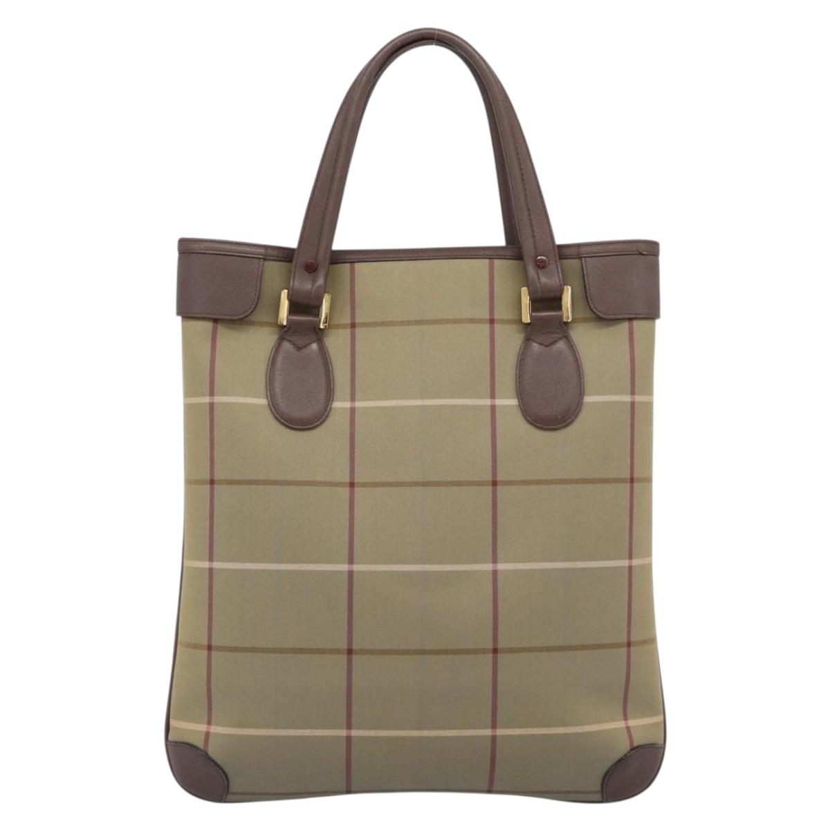 Burberrys Nova Check Tote Bag Canvas Beige Gold Auth 189920A