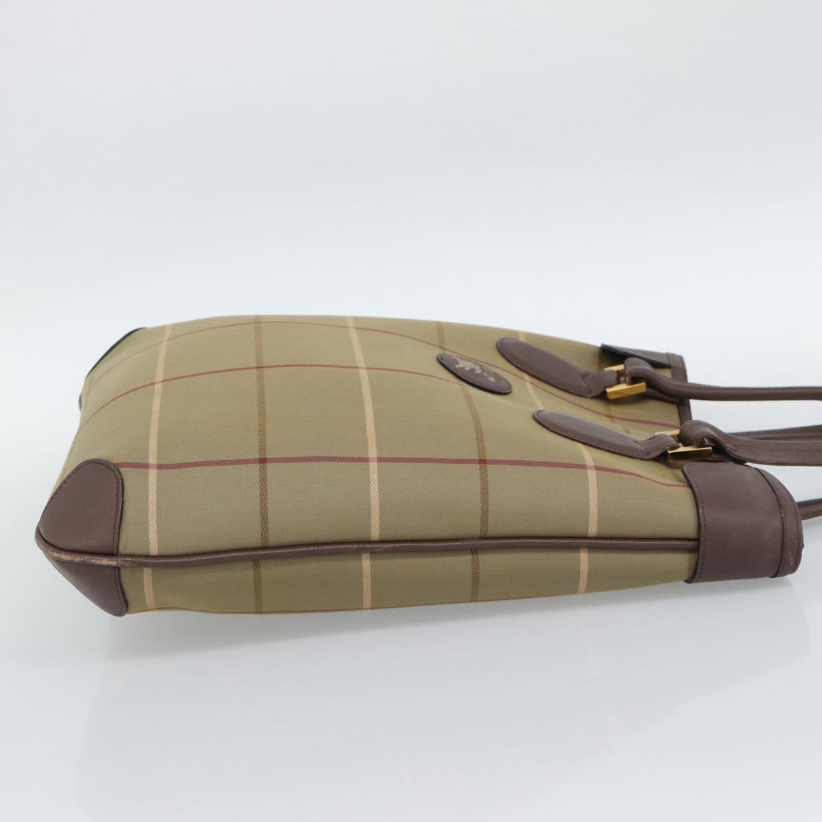 Burberrys Nova Check Tote Bag Canvas Beige Gold Auth 189920A