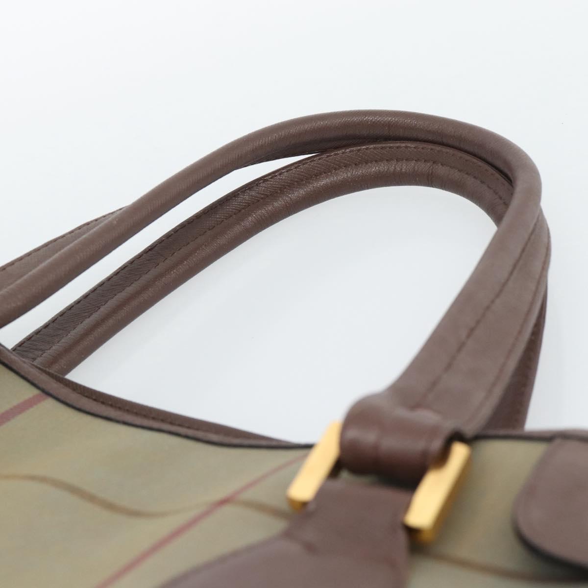 Burberrys Nova Check Tote Bag Canvas Beige Gold Auth 189920A