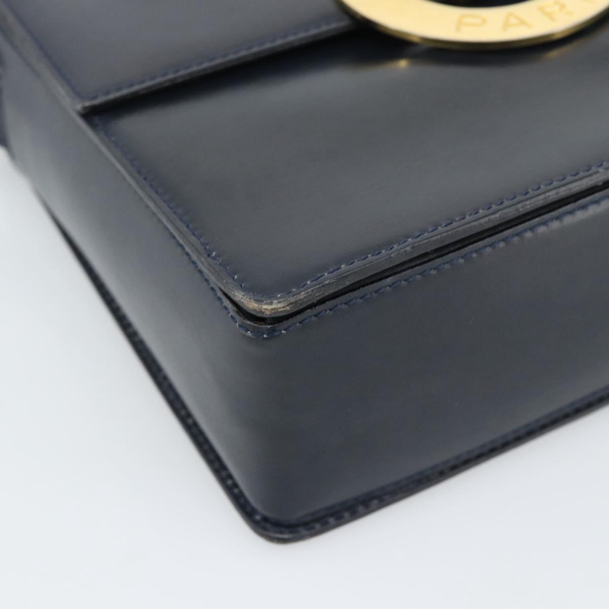 CELINE Circle Shoulder Bag Leather Black Gold Auth 189921