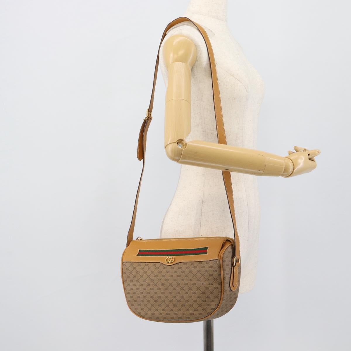 GUCCI Micro GG Supreme Web Sherry Line Bag PVC Beige 001 58 0918 Auth 189922