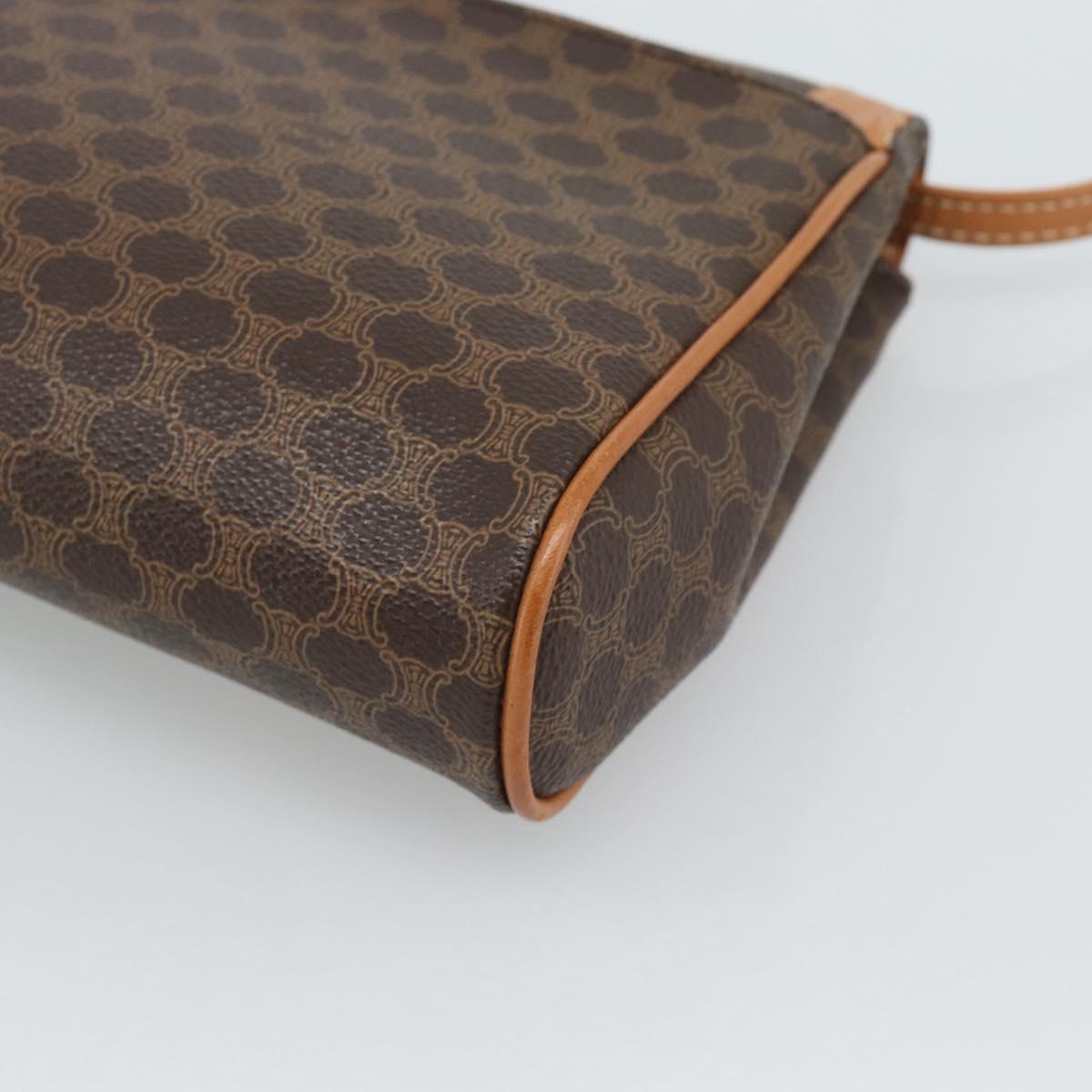 CELINE Macadam Canvas Shoulder Bag PVC Leather Brown Gold Auth 189934