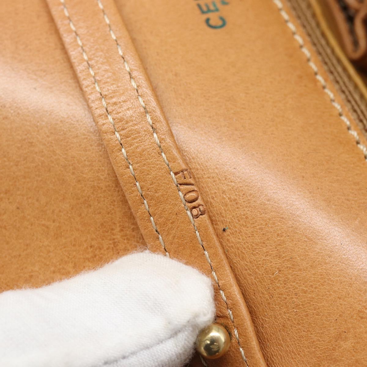 CELINE Macadam Canvas Shoulder Bag PVC Leather Brown Gold Auth 189934