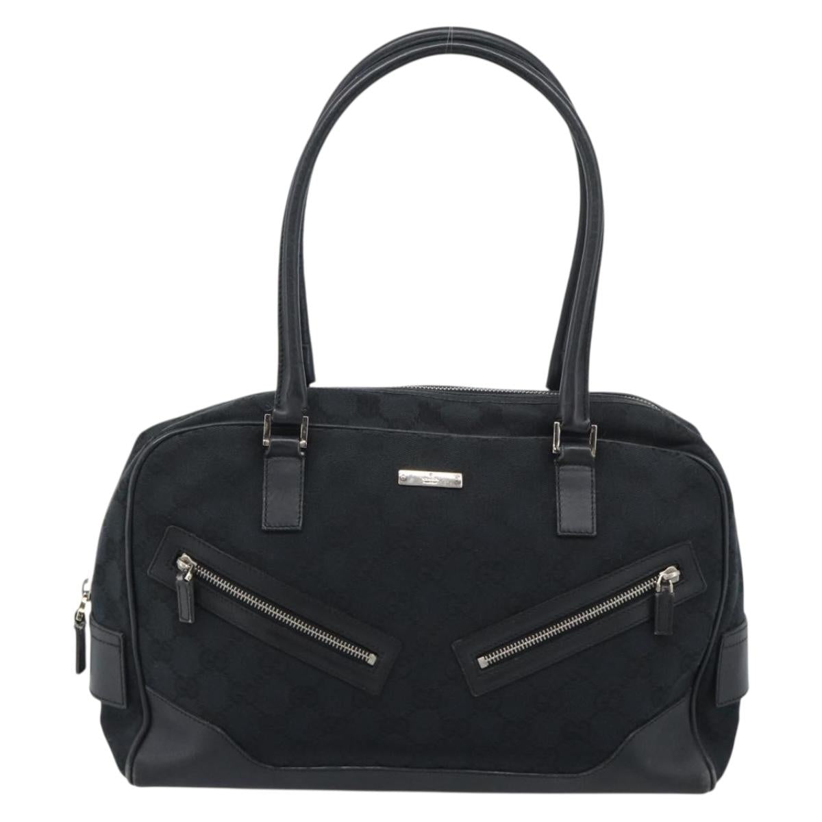 GUCCI GG Canvas Hand Bag Black Silver 002 1115 Auth 189936