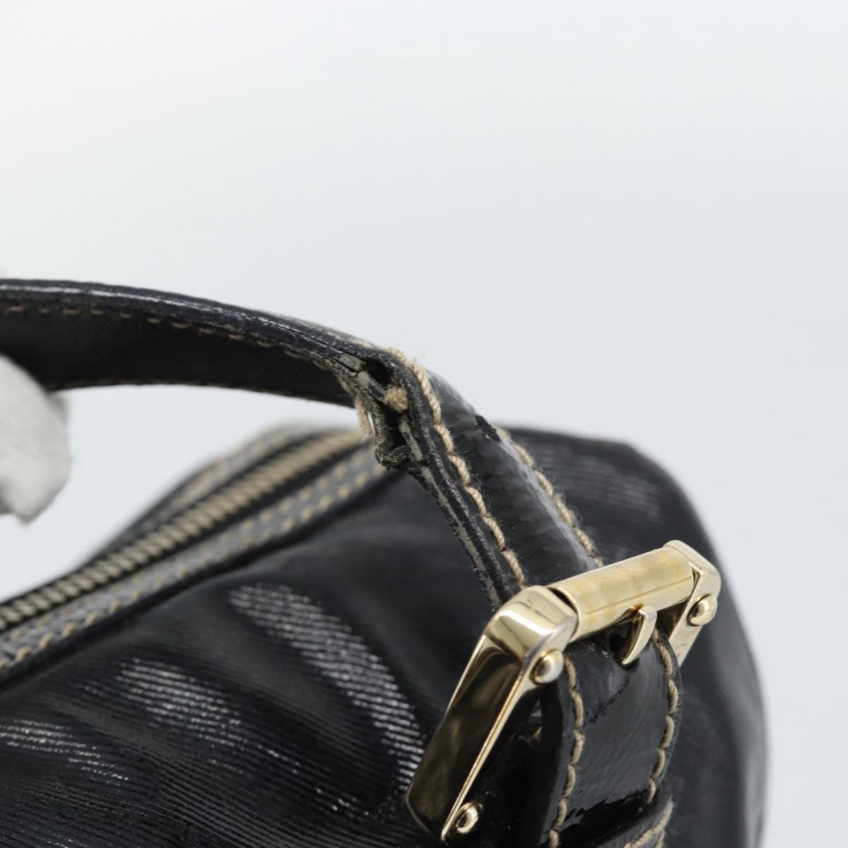 GUCCI Web Sherry Line Hand Bag PVC Canvas Black Gold 170009 Auth 189937