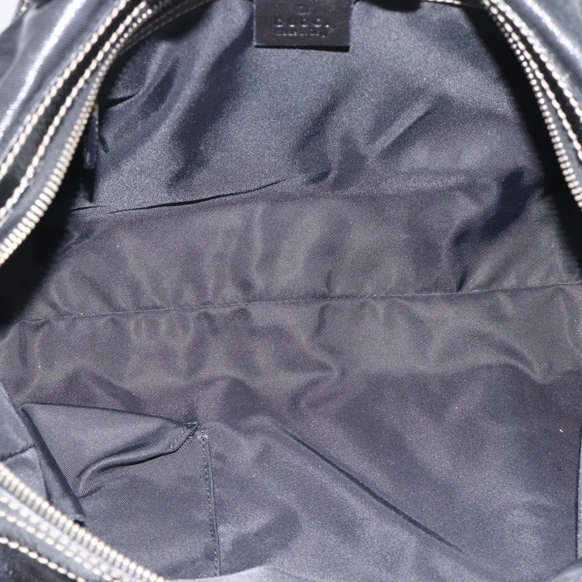 GUCCI Web Sherry Line Hand Bag PVC Canvas Black Gold 170009 Auth 189937