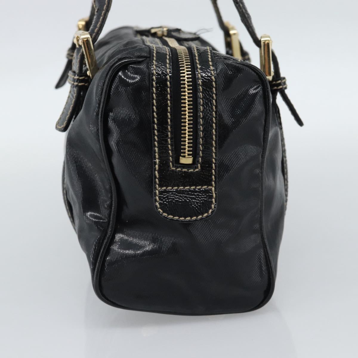 GUCCI Web Sherry Line Hand Bag PVC Canvas Black Gold 170009 Auth 189937
