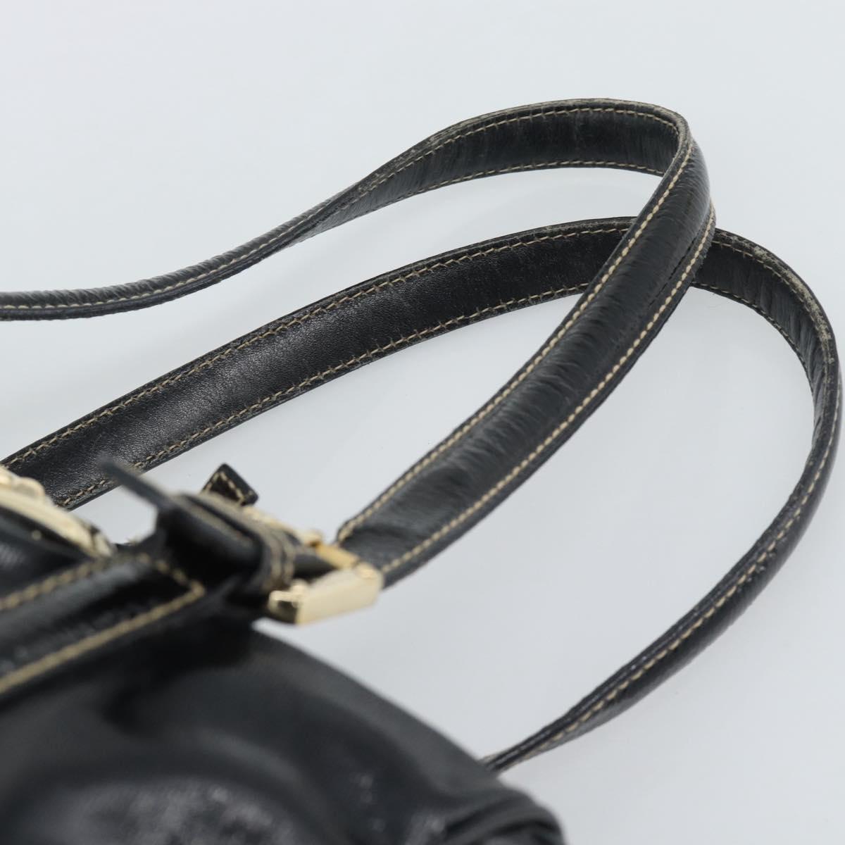 GUCCI Web Sherry Line Hand Bag PVC Canvas Black Gold 170009 Auth 189937