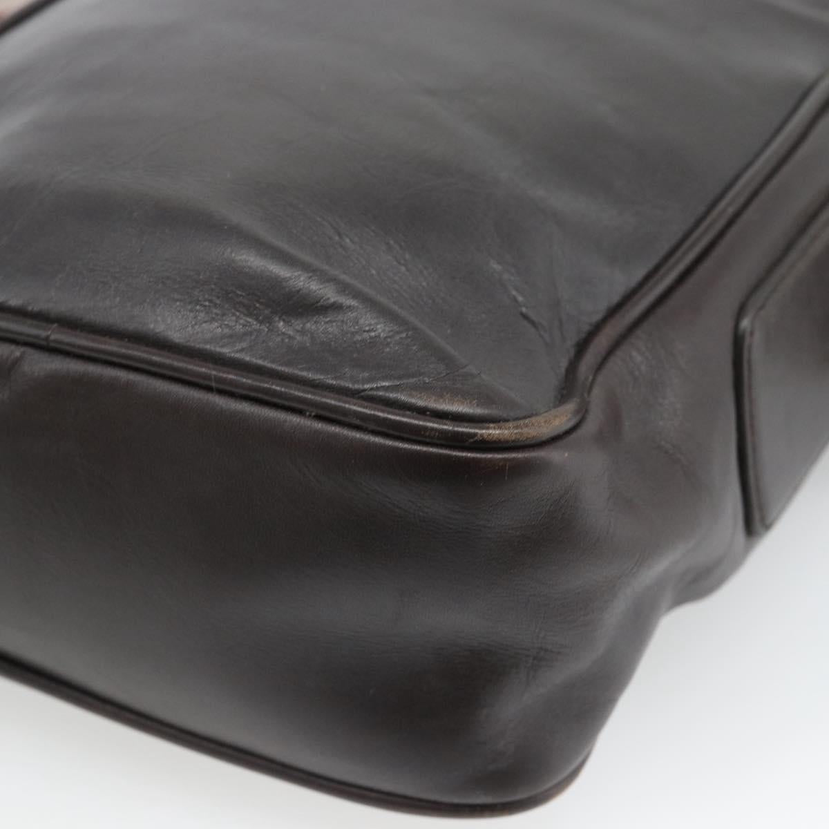 BALLY Shoulder Bag Leather Brown Gold Auth 189939