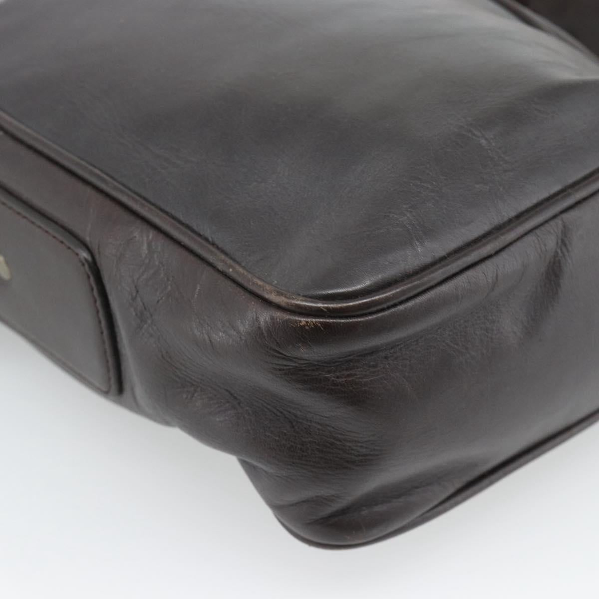 BALLY Shoulder Bag Leather Brown Gold Auth 189939