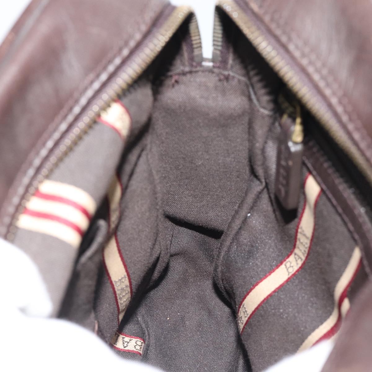 BALLY Shoulder Bag Leather Brown Gold Auth 189939
