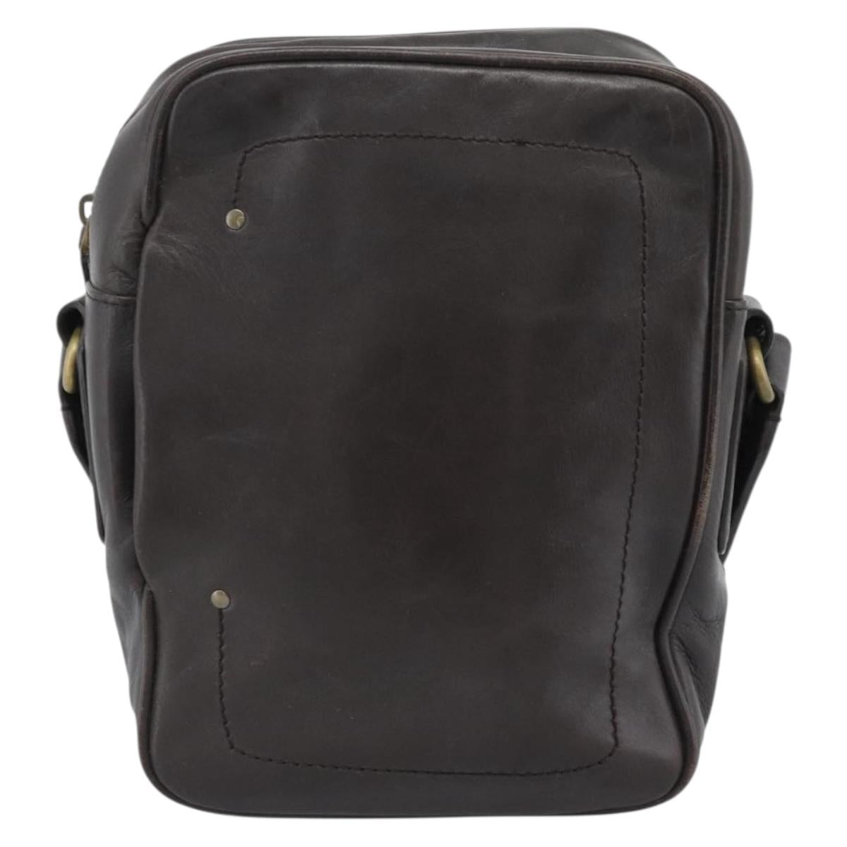 BALLY Shoulder Bag Leather Brown Gold Auth 189939