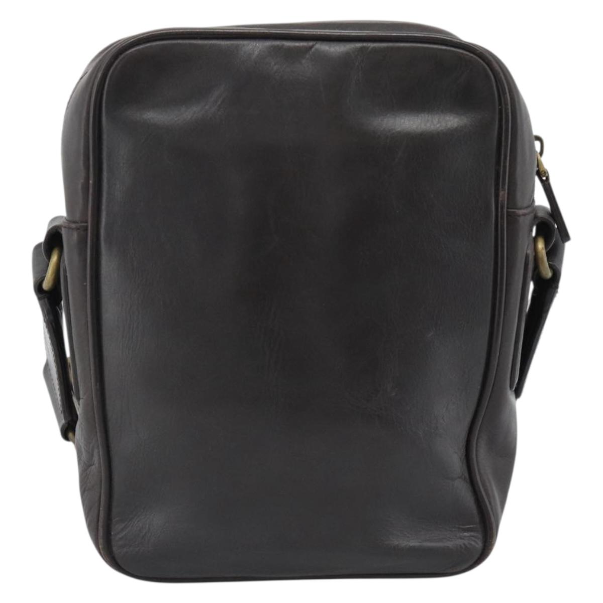 BALLY Shoulder Bag Leather Brown Gold Auth 189939