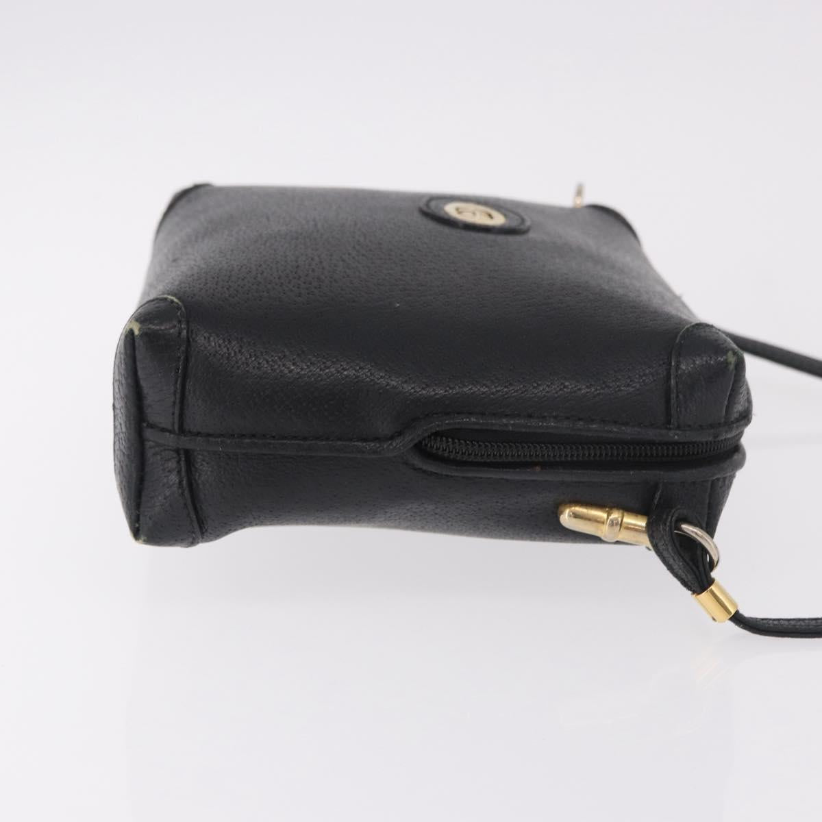 GUCCI Shoulder Bag Leather Black Gold 07 37 4916 Auth 189941
