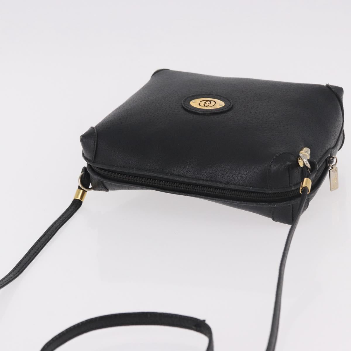 GUCCI Shoulder Bag Leather Black Gold 07 37 4916 Auth 189941