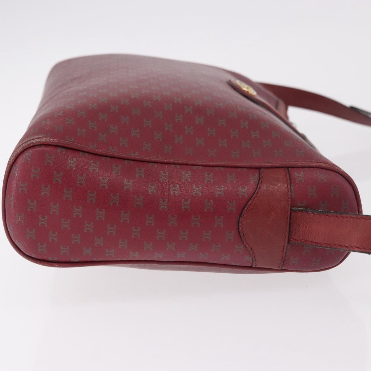 CELINE Macadam Shoulder Bag Leather Bordeaux Gold Auth 189944