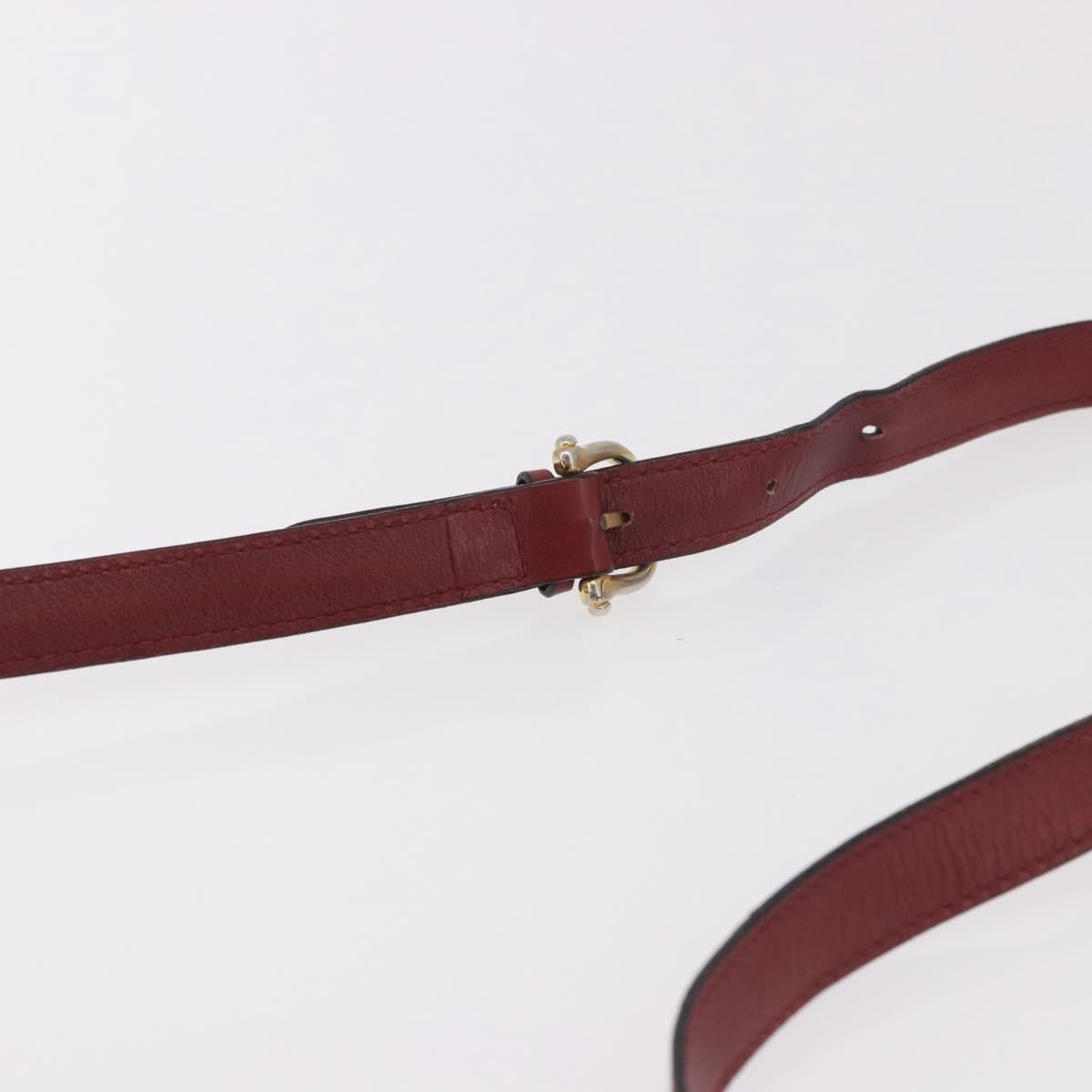CELINE Macadam Shoulder Bag Leather Bordeaux Gold Auth 189944