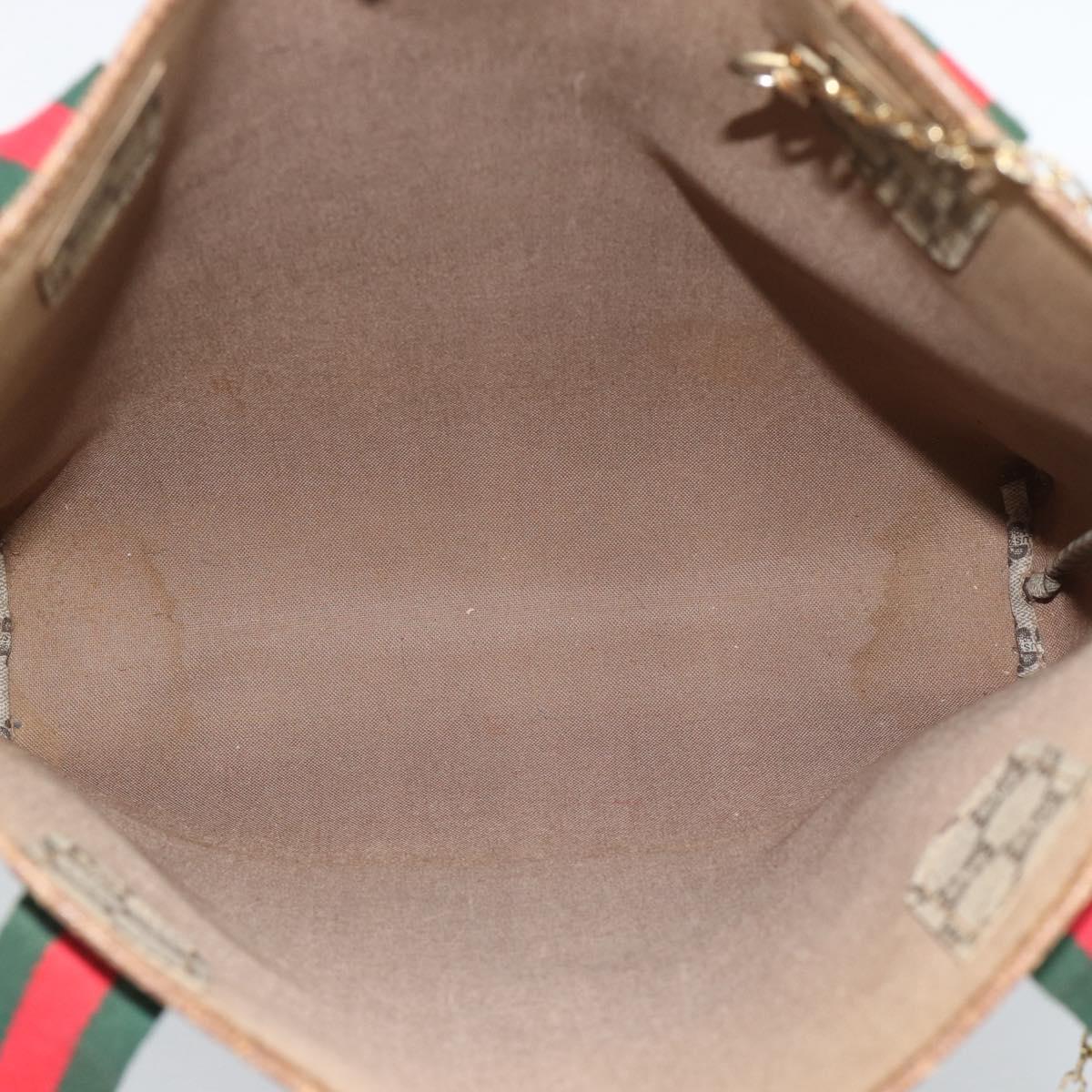 GUCCI GG Supreme Web Sherry Line Tote Bag PVC Beige Gold Auth 189947