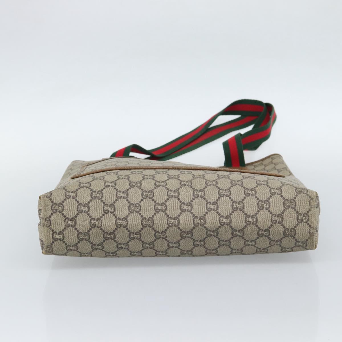 GUCCI GG Supreme Web Sherry Line Tote Bag PVC Beige Gold Auth 189947