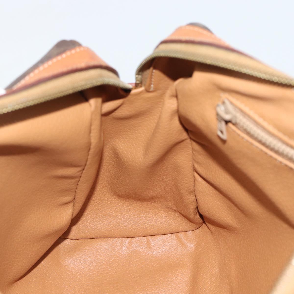 CELINE Macadam Canvas Boston Bag PVC Leather Brown Gold Auth 189950A