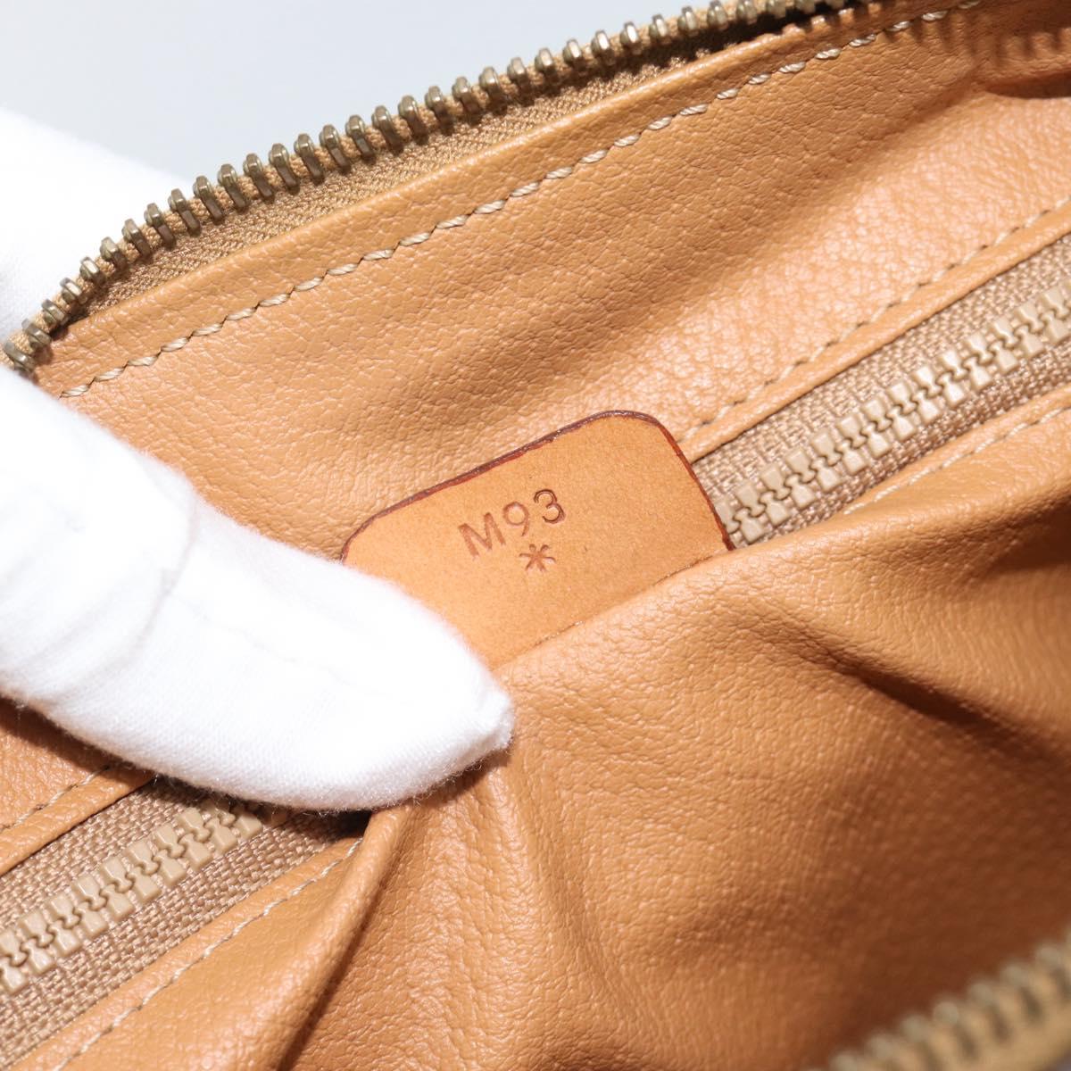 CELINE Macadam Canvas Boston Bag PVC Leather Brown Gold Auth 189950A