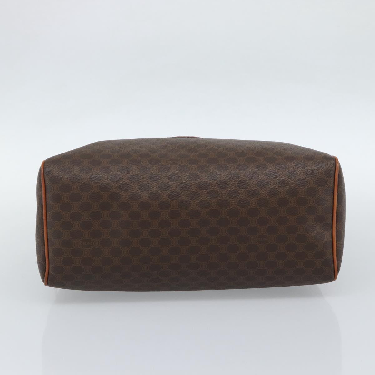 CELINE Macadam Canvas Boston Bag PVC Leather Brown Gold Auth 189950A