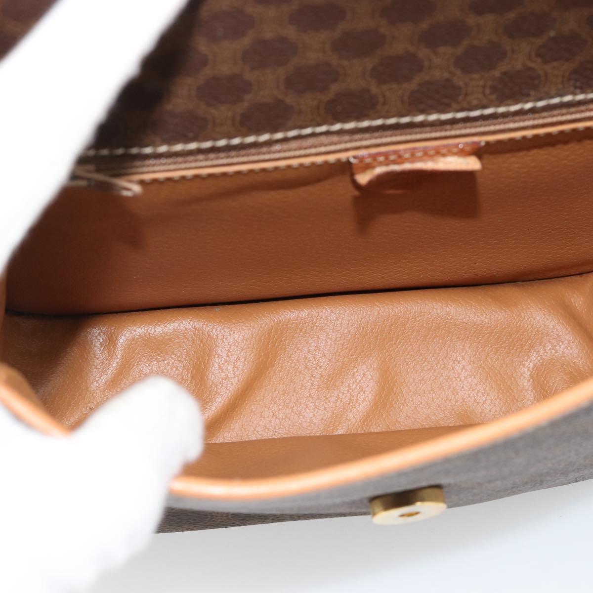 CELINE Macadam Canvas Circle Shoulder Bag PVC Leather Brown Gold Auth 189954A