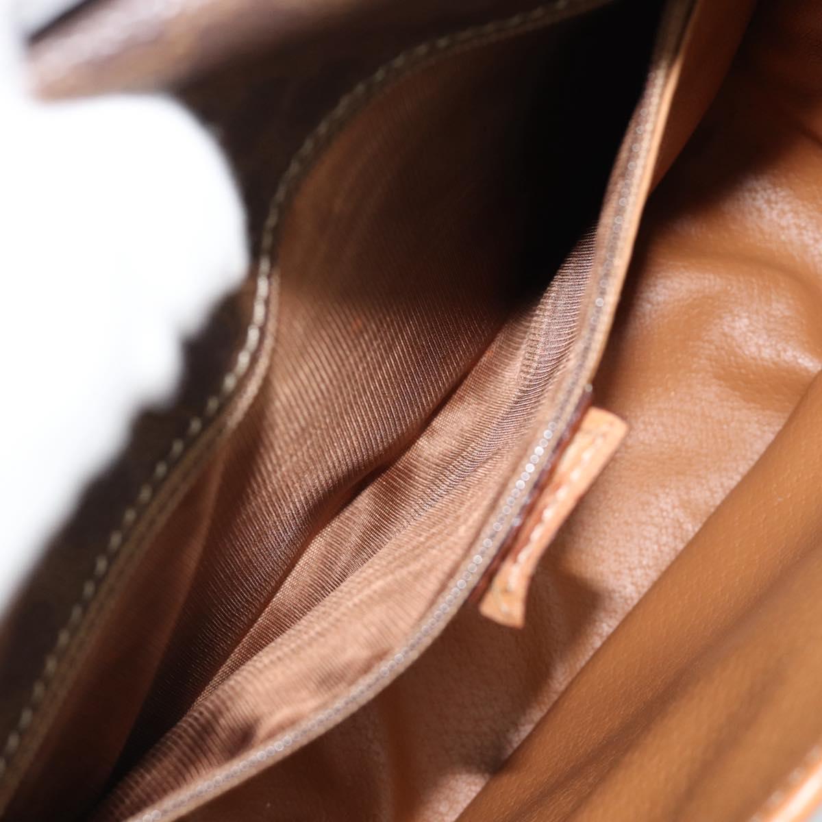 CELINE Macadam Canvas Circle Shoulder Bag PVC Leather Brown Gold Auth 189954A