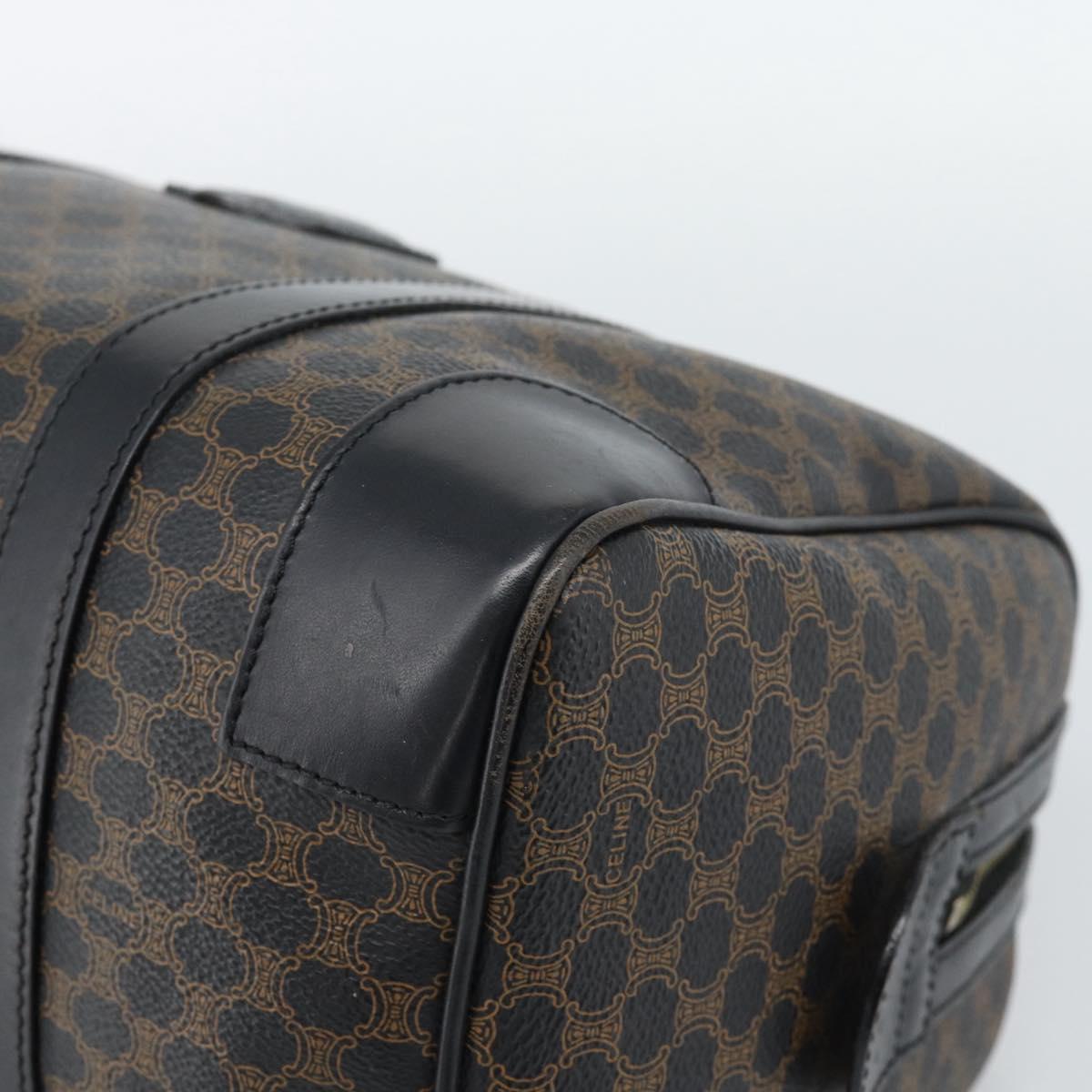 CELINE Macadam Canvas Boston Bag PVC Leather Black Gold Auth 189955A